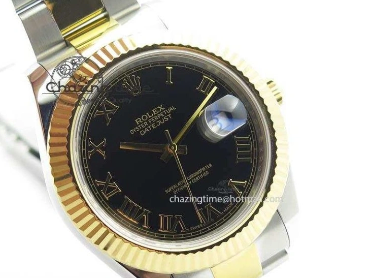 0213 AllSeason DateJust II 116333 SS YG 41mm EW Best Edition Black Dial Gold Roman Markers On SS Bracelet A 3826